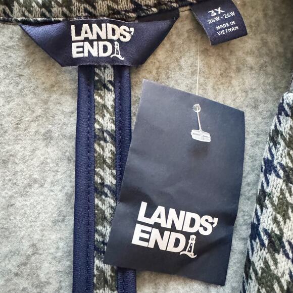 Lands End 3X 24W 26W Fleece lined Sweater Blazer Houndstooth NWT Academia Preppy - Picture 4 of 15